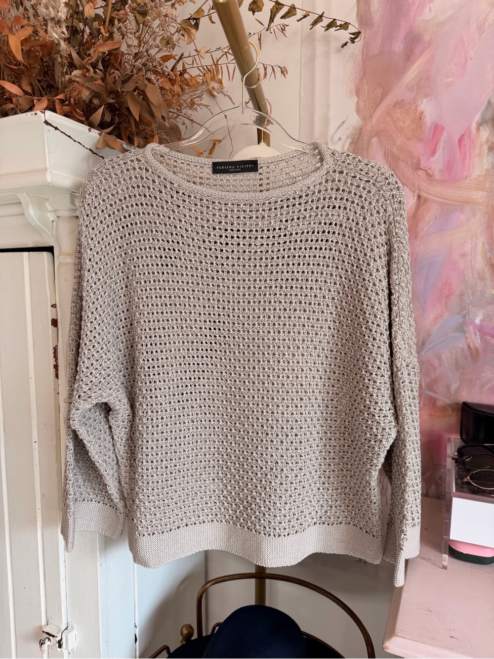 Fabiana Filippi Light Taupe Open-Knit Women’s Sweater